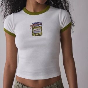 Urban Outfitters Cream & Green Pickles Baby Tee